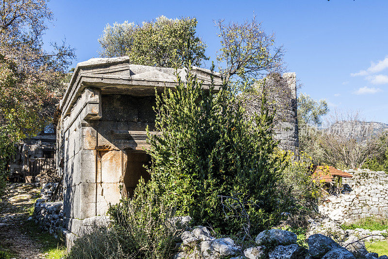 来自Dodurga村的Sidyma古城。Fethiye, Mugla，土耳其。